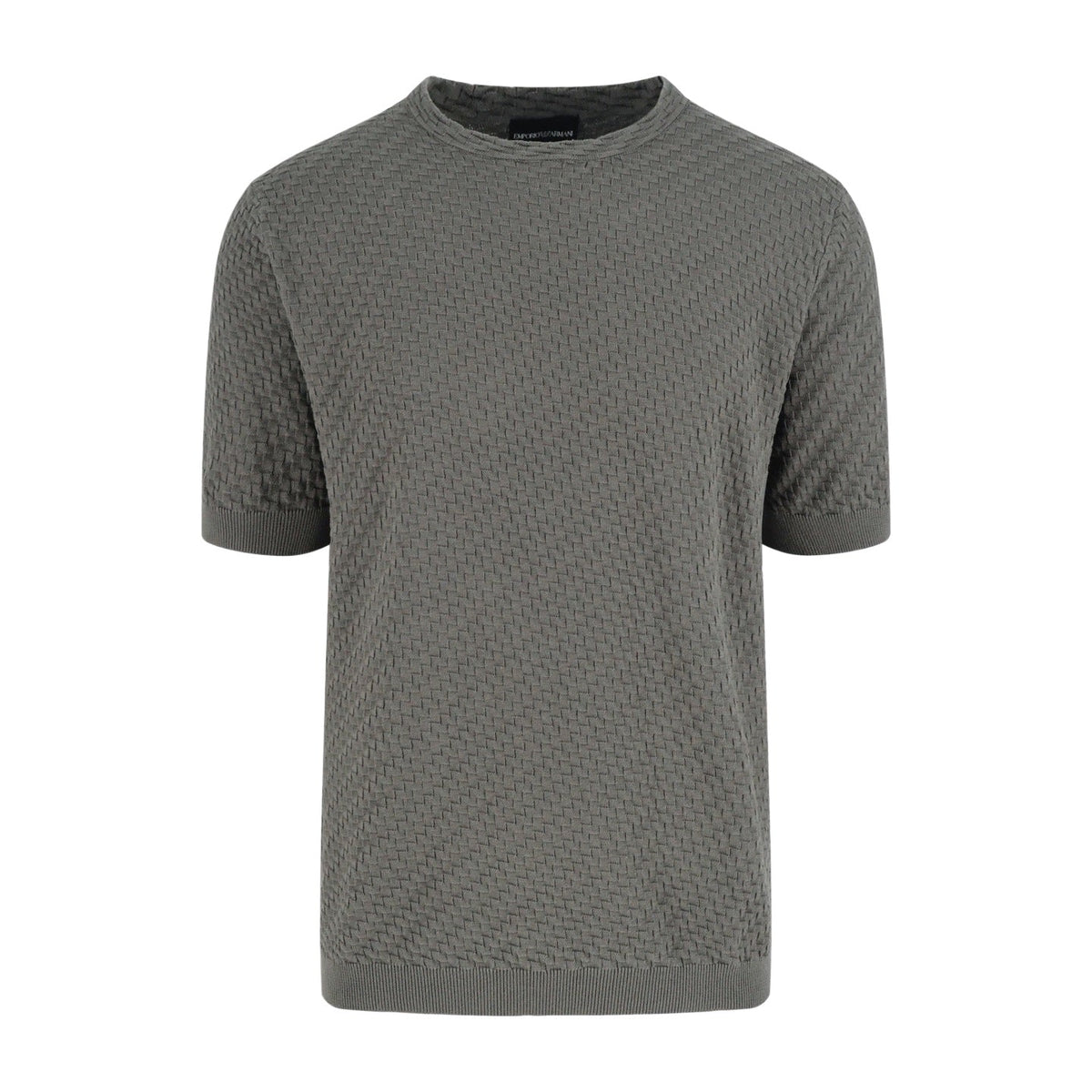 Emporio Armani Textured Knit Crew Neck Short‑Sleeve Top