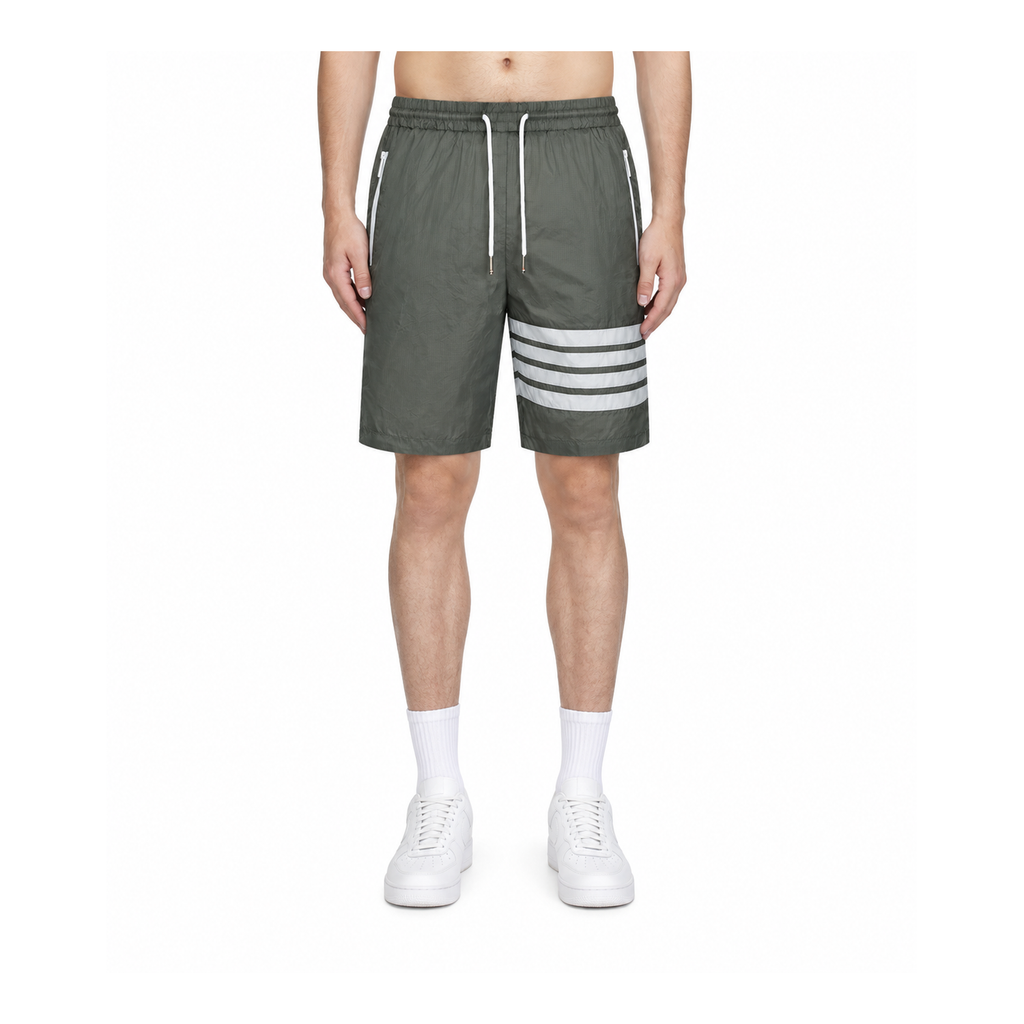 Thom Browne Style Unisex Casual Sweatpants with Signature Four-Bar Detail