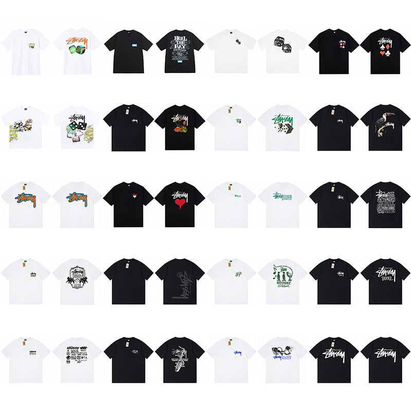 Stussy Graphic Print Collection Loose Casual Short Sleeve T-Shirt
