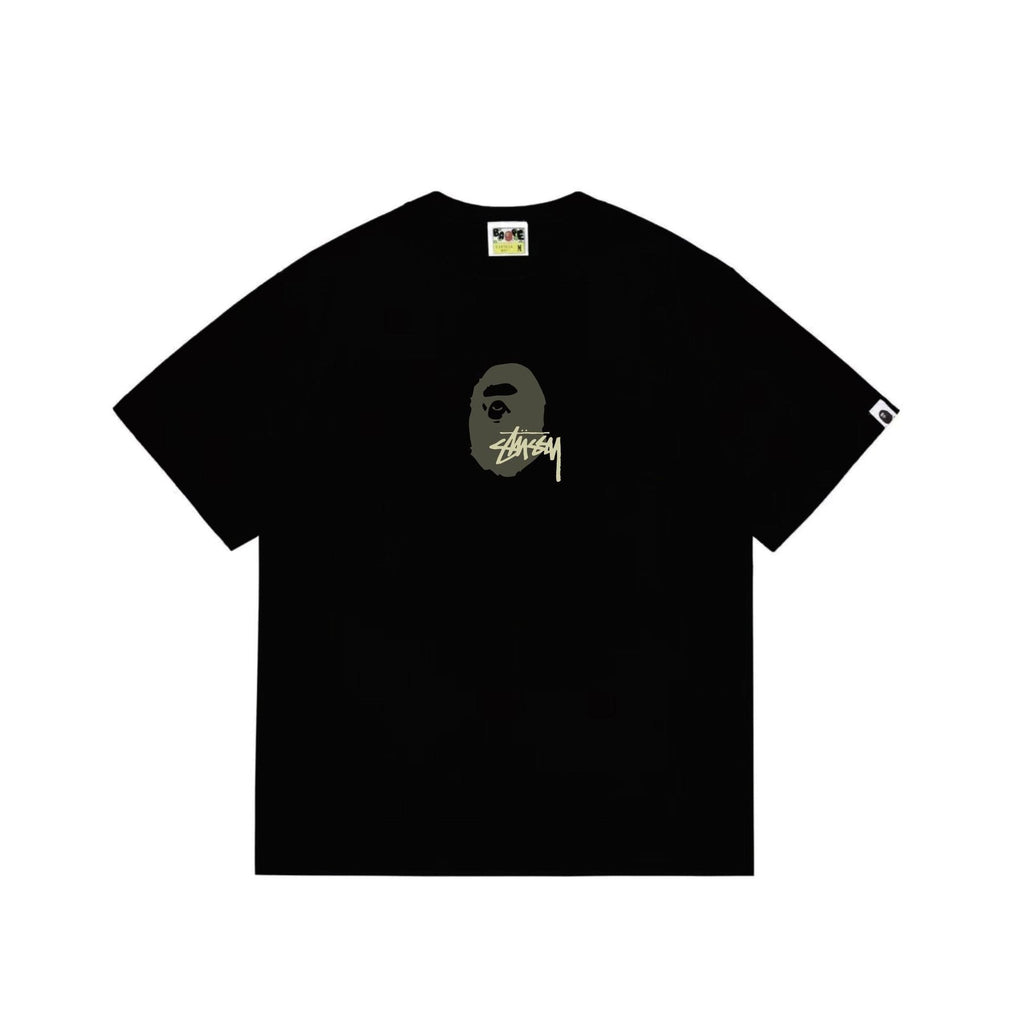 BAPE Olive & Gold Ape Wordmark Graphic T-Shirt