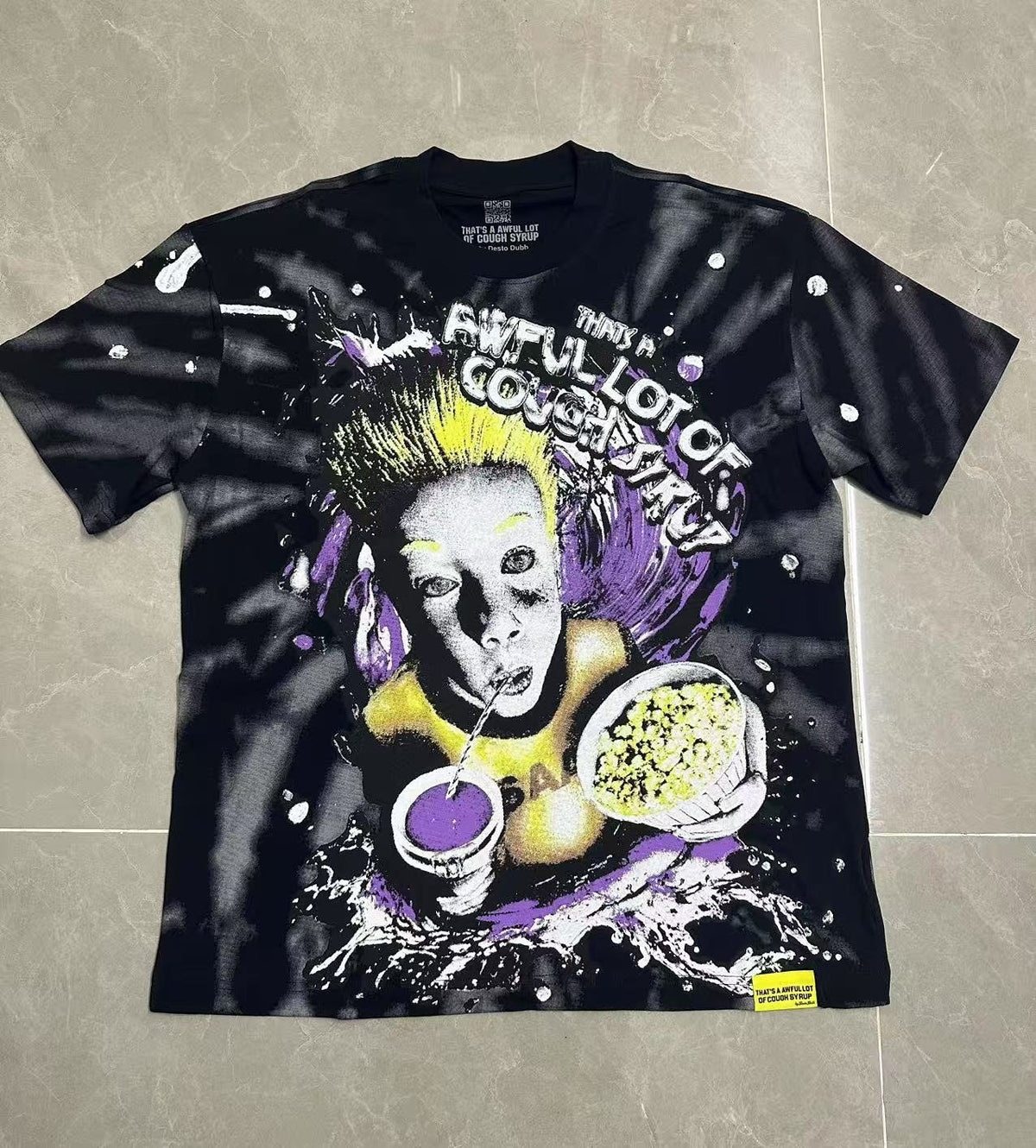 THAT'S A AWFUL LOT OF COUGH SYRUP Black Front & Back Graphic T-Shirt