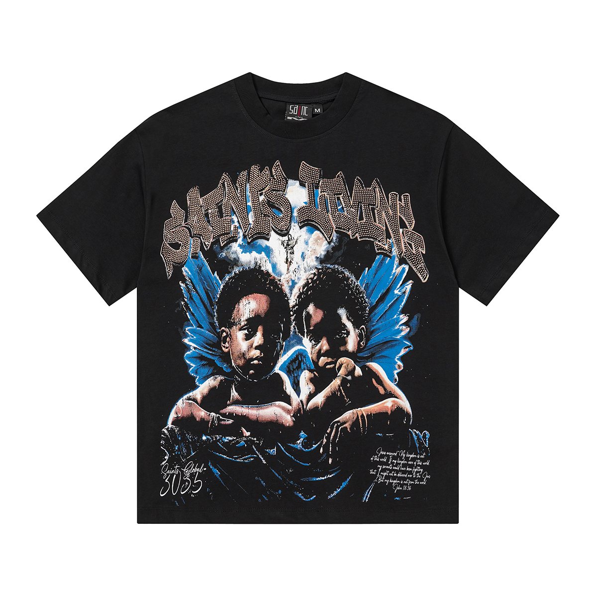 SAINT Rhinestone Graphic Short-Sleeve T-Shirt