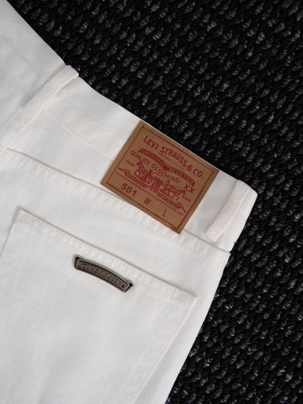 Chrome Hearts White Cross Patch Jeans