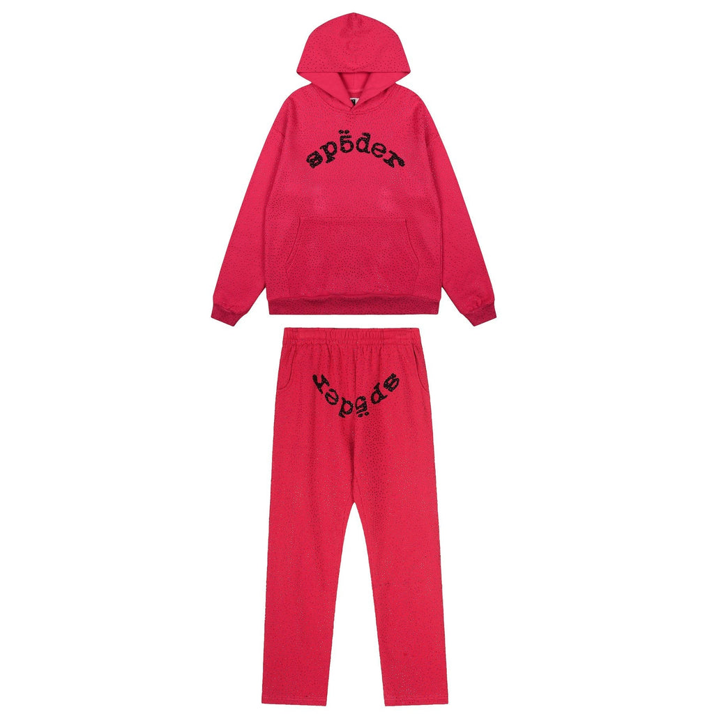 Sp5der Rhinestone Hoodie & Pants Matching Set