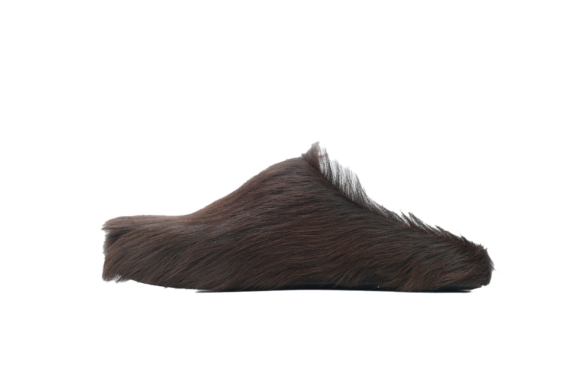 MARNI Long-Hair Calfskin Fussbett Sabot Brown