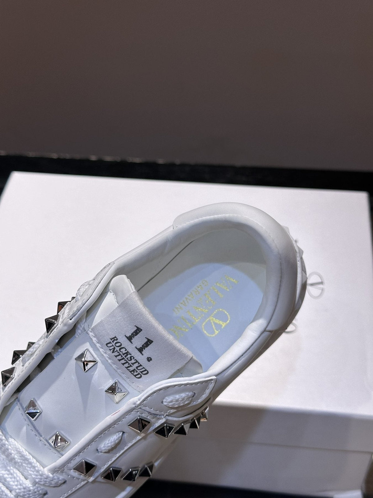 Valentino White Studded Low-Top Sneakers